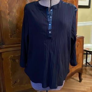 NWOT navy blue 100% cotton knit 1X top by Gloria Vanderbilt